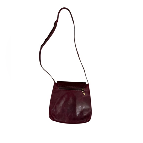 Vintage Leather Burgundy Crossbody Purse with Matte Gold Hardware - Picture 3 of 9